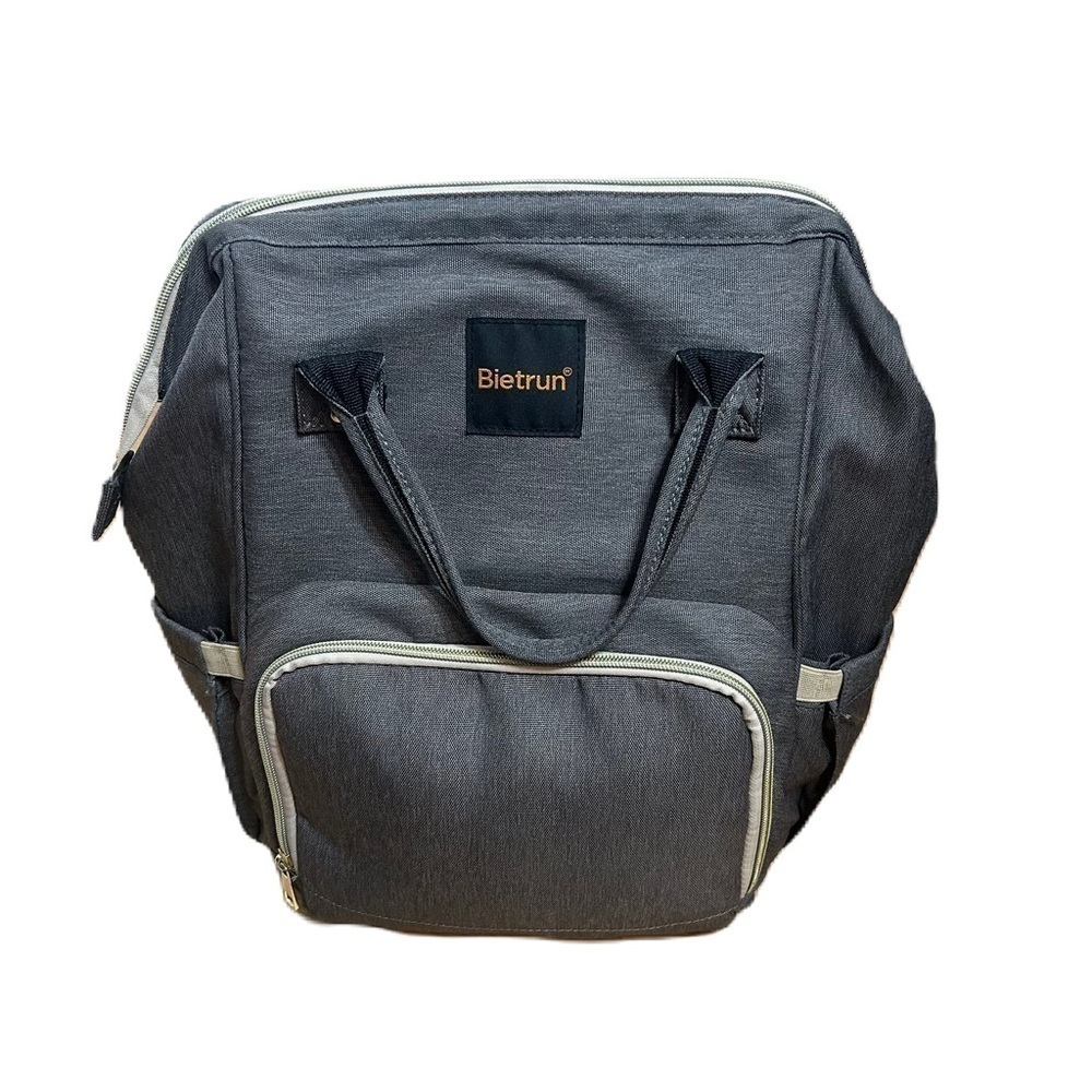 Bietrun Gray Diaper Bag Unisex Mom Dad Backpack Book Bag